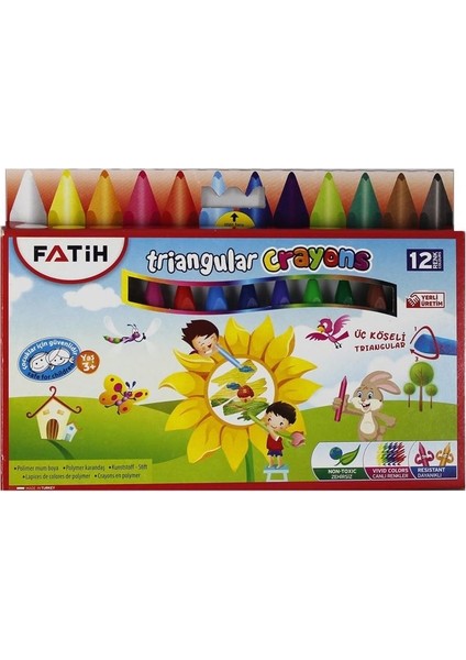 Triangular Crayons 12 Renk Jumbo Mum Boya