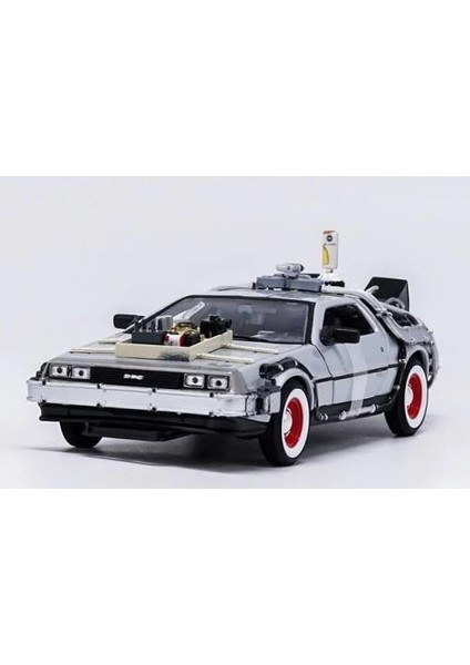 Geleceğe Dönüş Arabası Seri 3 Metal Model Araba Back To The Future Delorean 1/24 Ölçek