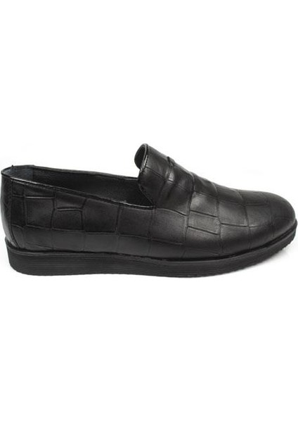 Loafer Ayakkabı Siyah Crocco