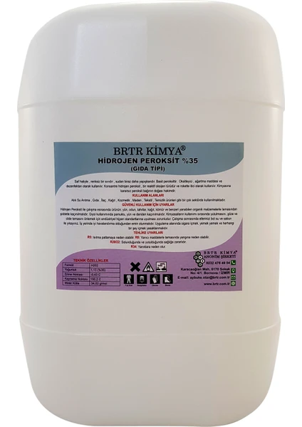 Brtr Kimya 10 Lt Hidrojen Peroksit %35 -Food Grade