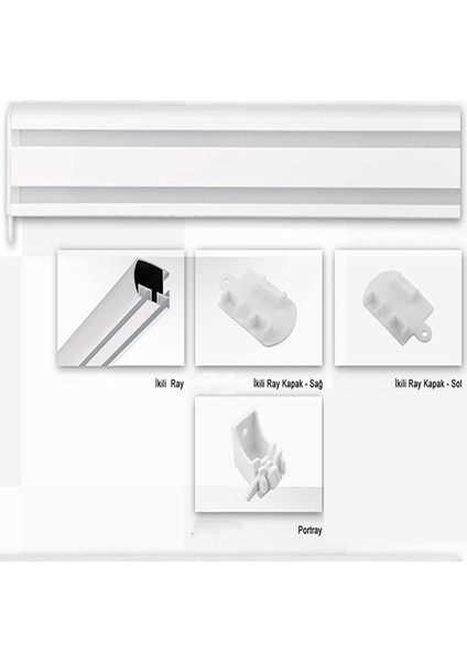 Beyaz Dekoratif Perde Kornişi - Alüminyum Dekoratif Ray Korneş 100 cm