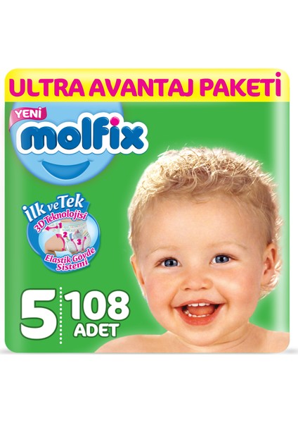 Bebek Bezi 5 Beden Junior Ultra Avantaj Paketi 108 adet