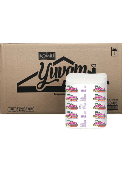 Yuvam Profesyonel Ekonomik Dispanser Peçete 300'lü 12 Adet 17x21 cm