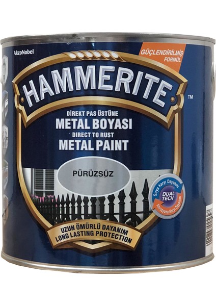 Direkt Pas Üstü Düz Pürüzsüz Metal Boyası 2,5 lt