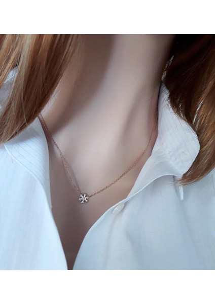 Minimal Kar Tanesi Kolye _rose modelleri