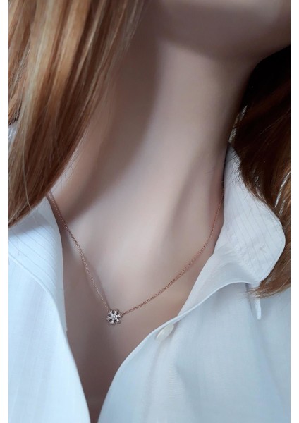 Minimal Kar Tanesi Kolye _rose fırsatları
