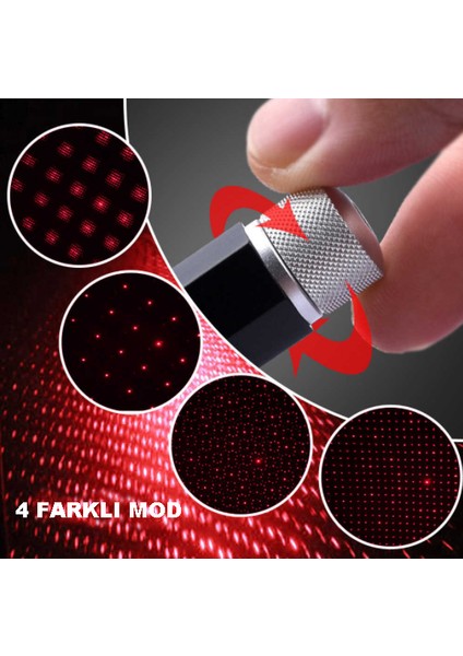 USB Lazer Mini LED Yıldız Projektör