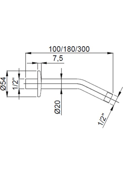 Duvardan Duş Başlık Baglantılı 1/2" 30CM 15784102