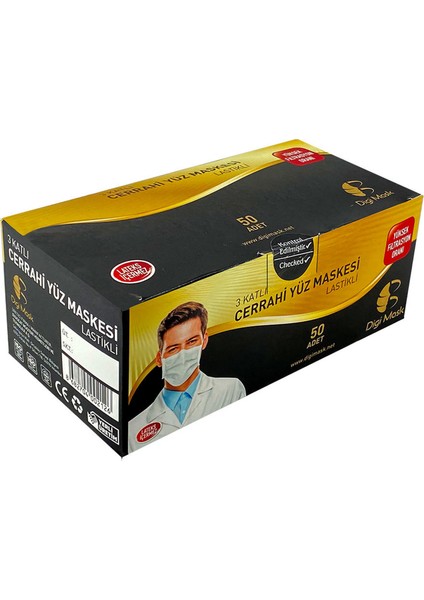 3 Katlı Telli Full Ultrasonik Cerrahi Maske 50'li 5 Kutu