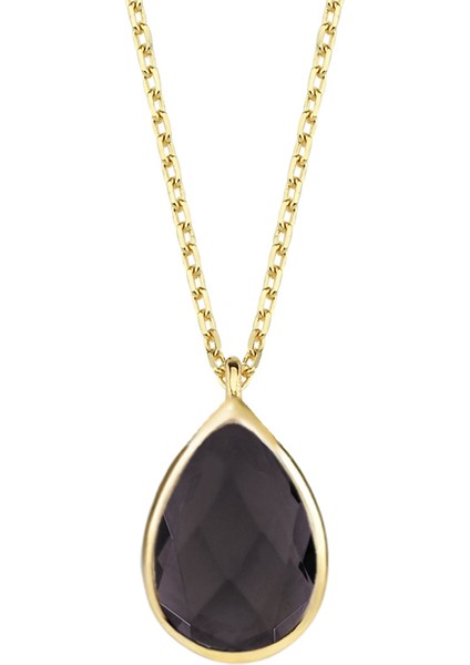 Altın Siyah Su Damlası Kolye