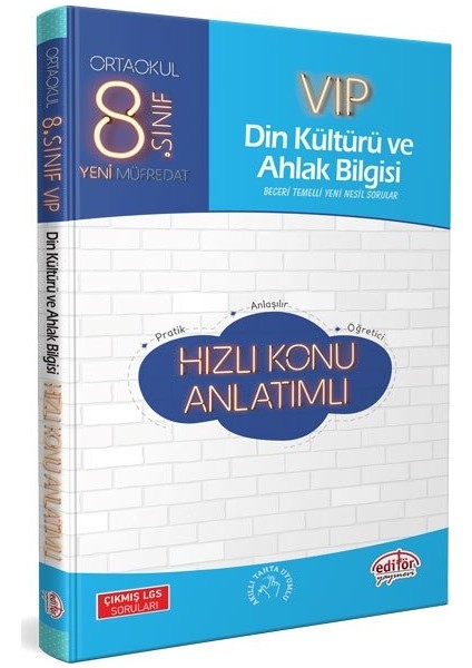 Editör Yayınları 8. Sınıf VIP Din Kültürü ve Ahlak Bilgisi Hızlı Konu Anlatımı