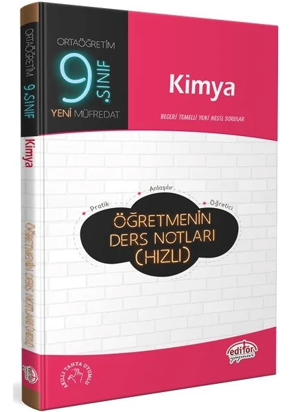 Editör Yayınları 9. Sınıf Kimya Öğretmenin Hızlı Ders Notları