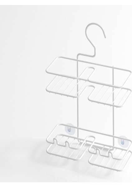 Asılabilir Kancalı Askılı Banyo Rafı Beyaz BK067