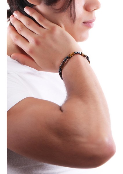 Erkek Asimetrik Hematit & Silindir Doğaltaş Bileklik fiyatları