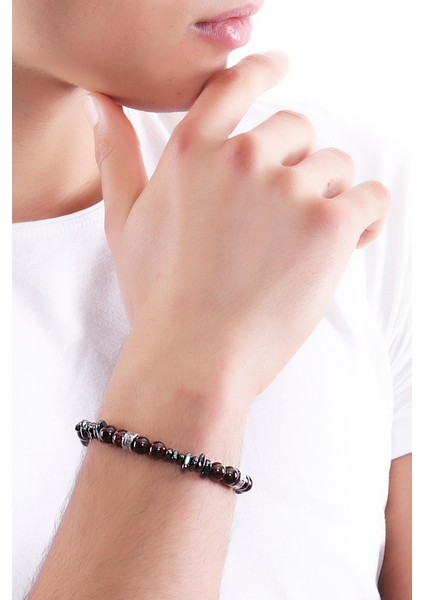 Erkek Asimetrik Hematit&doğaltaş Bileklik