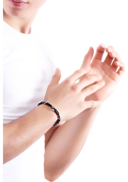 Erkek Asimetrik Hematit & Silindir Doğaltaş Bileklik fırsatları