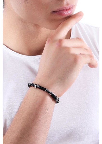 Erkek Asimetrik Hematit & Silindir Doğaltaş Bileklik fiyatları