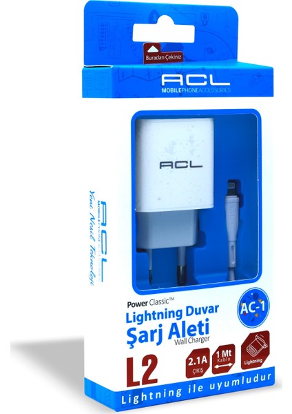 AC-1 Lightning 2.1 Mah Şarj Aleti Seti
