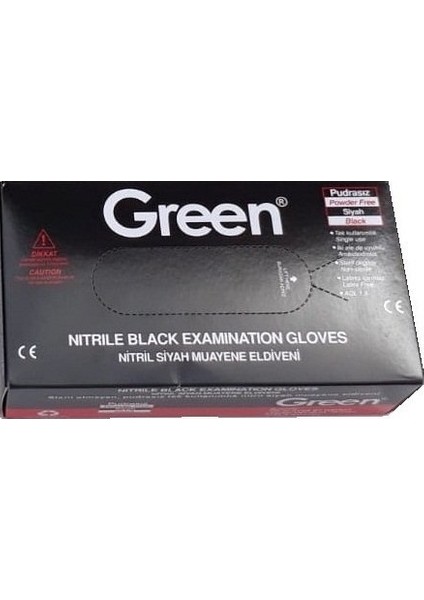 ELDİVEN GREEN NİTRİL LATEX KÜÇÜK BOY SİYAH ELDİVEN 1 PAKET