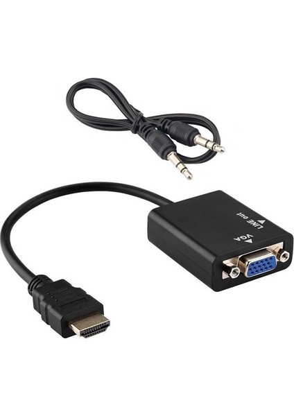 C-845 HDMI To VGA Adaptör (25CM) + Aux Kablo (50CM)