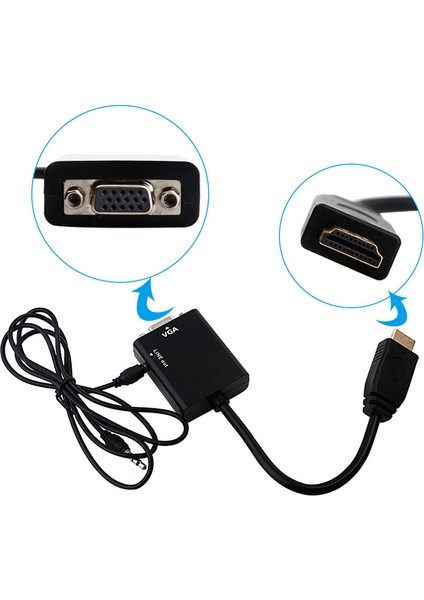 C-845 HDMI To VGA Adaptör (25CM) + Aux Kablo (50CM)