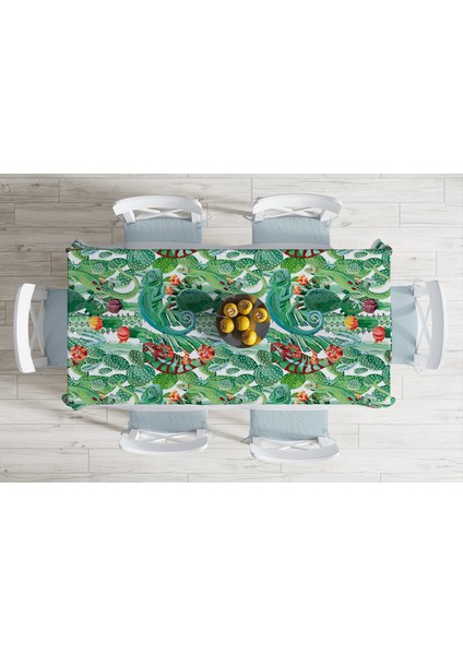 Tropikal Orman Tasarımlı Dijital Baskılı Leke Tutmaz Masa Örtüsü 120 x 140 cm