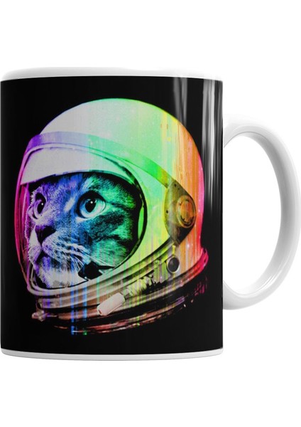 Astronot Cat Kedi Kupa Bardak Porselen