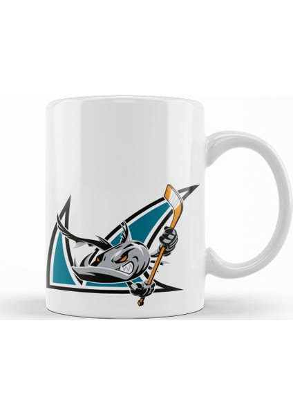 Shark Hockey Team Logo Kupa Bardak Porselen