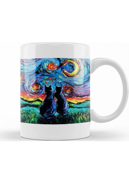 Cat Van Gogh's Cats Kedi Kupa Bardak Porselen