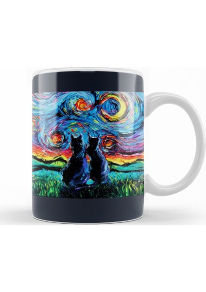 Cat Van Gogh's Cats Kedi Kupa Bardak Porselen