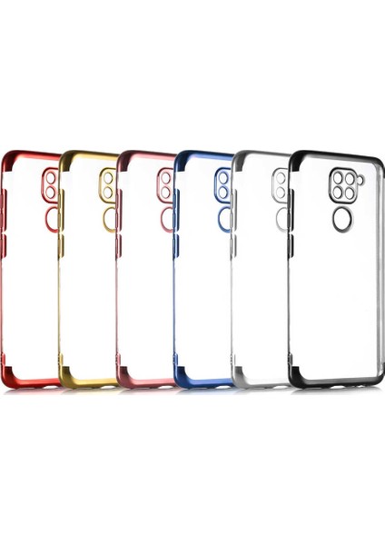 Xiaomi Redmi Note 9 Kılıf Dört Köşe Renkli Şeffaf Lazer Silikon Mavi fiyatları