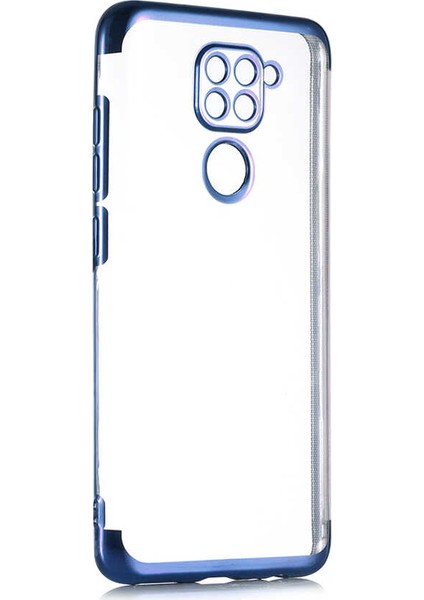 Xiaomi Redmi Note 9 Kılıf Dört Köşe Renkli Şeffaf Lazer Silikon Mavi