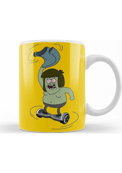 Regular Show Muscle Man Spinning On A Hoverboard Kupa Bardak Porselen