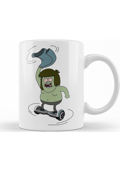 Regular Show Muscle Man Spinning On A Hoverboard Kupa Bardak Porselen