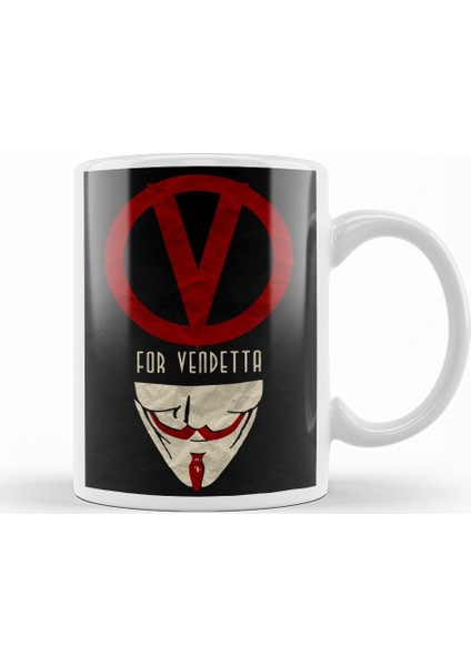 V For Vendetta Afiş Kupa Bardak Porselen
