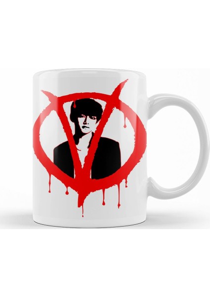 V for Vendetta Baseball Sleeve Kupa Bardak Porselen