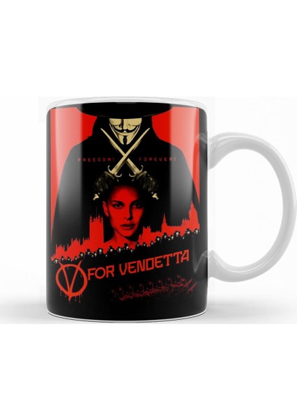 V For Vendetta Freedom Kupa Bardak Porselen