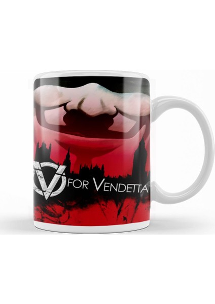 V For Vendetta Freedom Mask Kupa Bardak Porselen