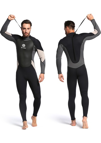 Erkekler 3 mm Geri Zip Tam Vücut Wetsuit Yüzme Sörf