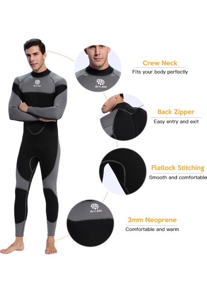 Erkekler 3 mm Neopren Wetsuit Sörf Yüzme Dalış Takım