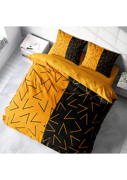 Gold Sembol 3D Pamuk Saten Çift Kişilik Nevresim Takımı