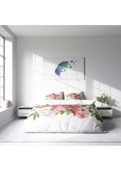 New Floral 3D Pamuk Saten Çift Kişilik Nevresim Takımı modelleri
