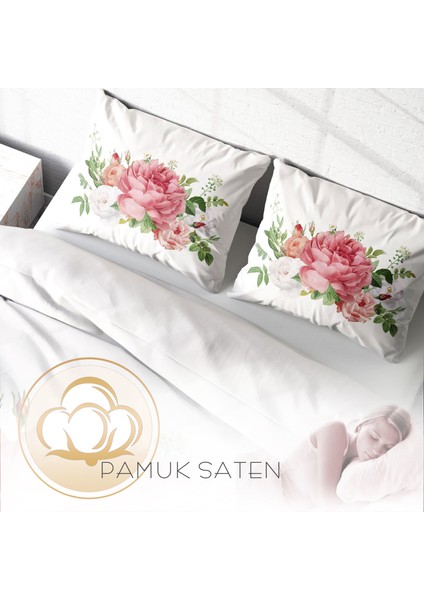 New Floral 3D Pamuk Saten Çift Kişilik Nevresim Takımı fırsatları