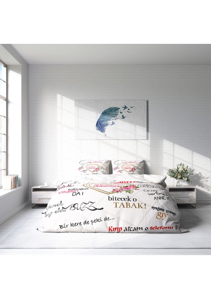 Anneler Günü 3D Pamuk Saten Çift Kişilik Nevresim Takımı