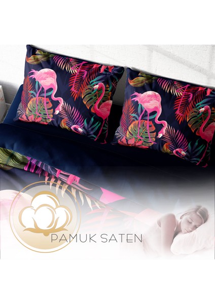 Flamingo I 3D Pamuk Saten Çift Kişilik Nevresim Takımı fırsatları
