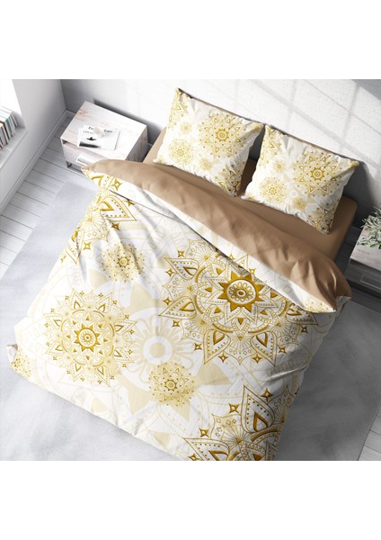 Gold Luxury 3D Pamuk Saten Çift Kişilik Nevresim Takımı
