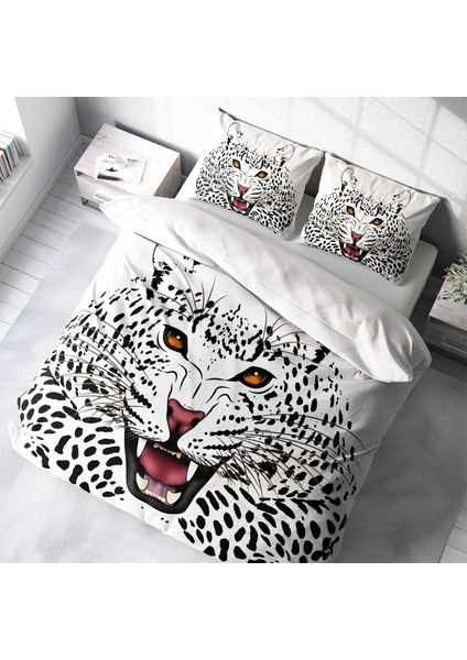 Leopard 3D Pamuk Saten Çift Kişilik Nevresim Takımı