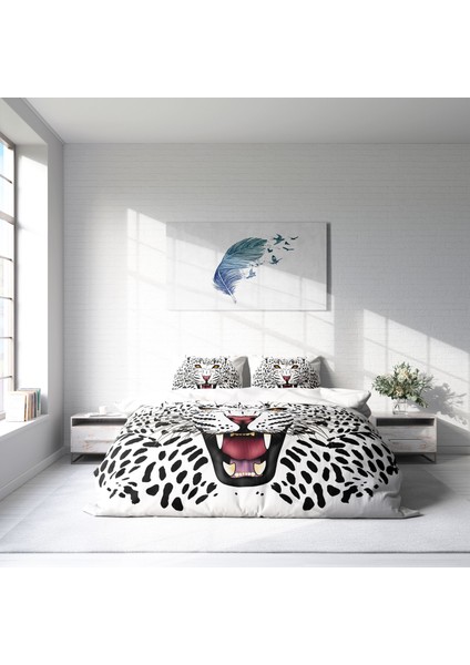 Leopard 3D Pamuk Saten Çift Kişilik Nevresim Takımı modelleri