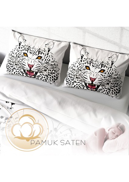 Leopard 3D Pamuk Saten Çift Kişilik Nevresim Takımı fırsatları