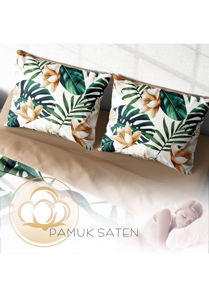 Soft Tropik 3D Pamuk Saten Çift Kişilik Nevresim Takımı fırsatları